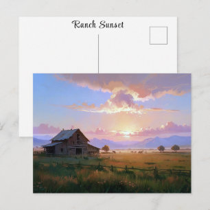 Ranch Sonnenuntergang Sonnenaufgang Gemälde Verlas Postkarte