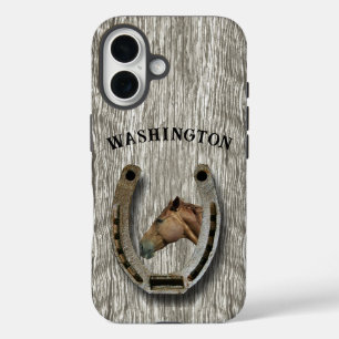 Ranching und Pferde - Hufeisen-Design personalisie iPhone 16 Hülle