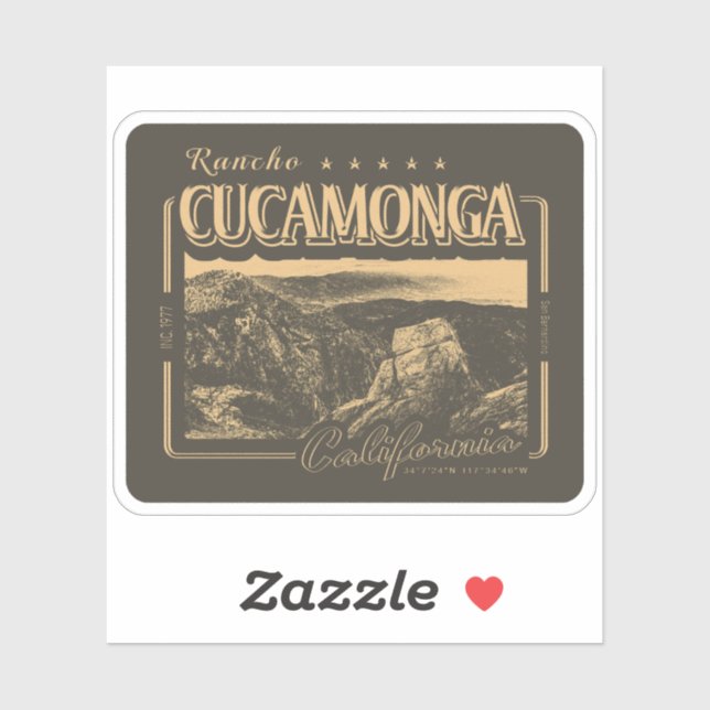 RANCHO CUCAMONGA CALIFORNIA - CUCAMONGA PEAK AUFKLEBER (Blatt)