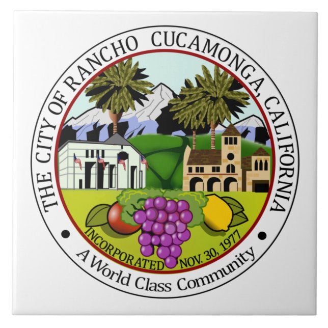 Rancho CucZIA (Kalifornien) City Siegel Fliese (Vorderseite)