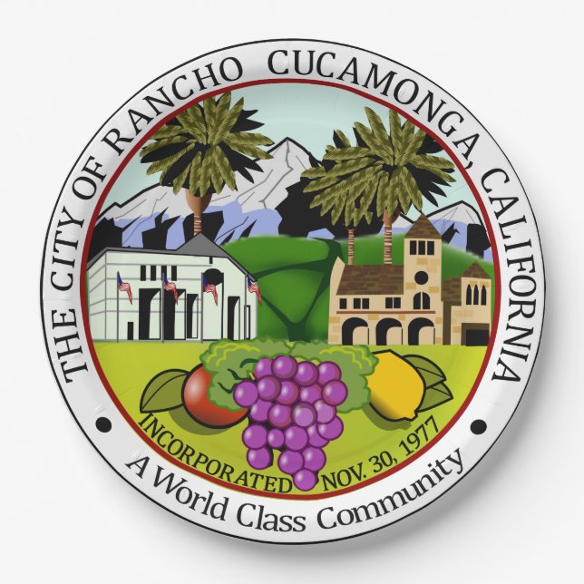 Rancho CucZIA (Kalifornien) City Siegel Pappteller (Vorderseite)