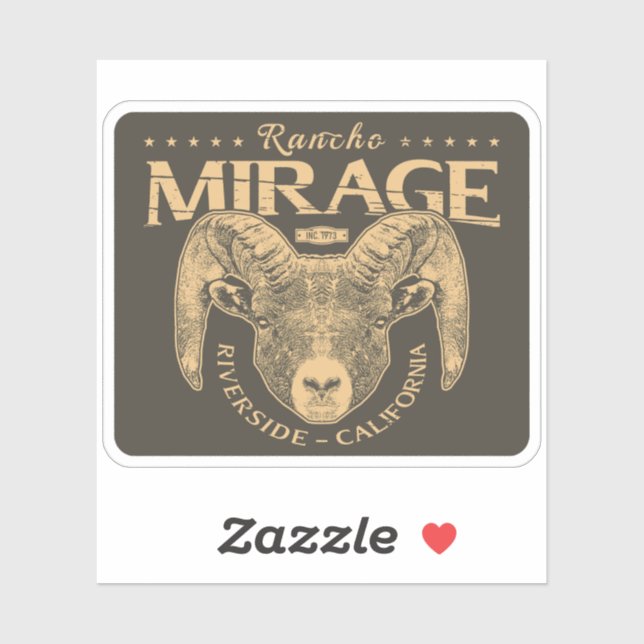 RANCHO MIRAGE KALIFORNIEN VINTAG - BIGHORNSCHAFT AUFKLEBER (Blatt)