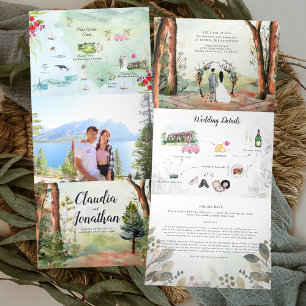 Rancho Palos Verdes   Boho-Hochzeit Dreifach Gefaltete Einladung