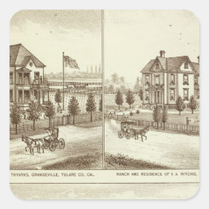 Ranchs, Grangeville, cal Quadratischer Aufkleber