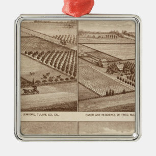 Ranchs, Tulare Co, cal 2 Ornament Aus Metall