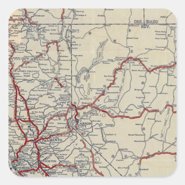 Rand McNally Junior Road Map Kalifornien und Nevad Quadratischer Aufkleber (Vorderseite)