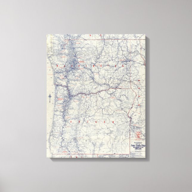 Rand McNally Offiziell 1925 Auto Trails Map Leinwanddruck (Vorderseite)