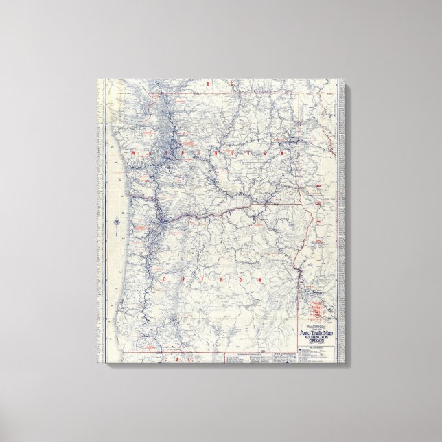 Rand McNally Offiziell 1925 Auto Trails Map Leinwanddruck (Vorderseite)