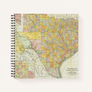 Rand McNally Railroad und Landkreis Map of Texas Notizbuch
