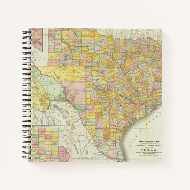 Rand McNally Railroad und Landkreis Map of Texas Notizbuch (Vorderseite)