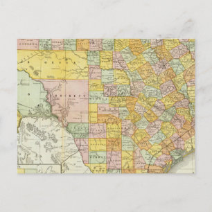 Rand McNally Railroad und Landkreis Map of Texas Postkarte