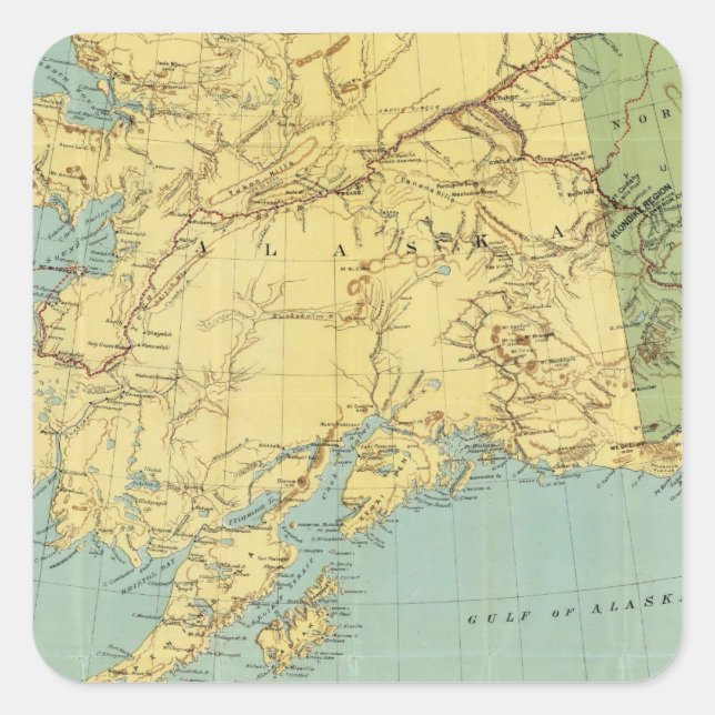 Rand McNallys Karte von Alaska Quadratischer Aufkleber (Vorderseite)