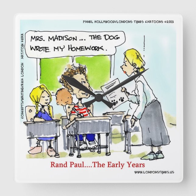 Rand Paul The Early Years Funny Wall Clock Quadratische Wanduhr (Vorderseite)