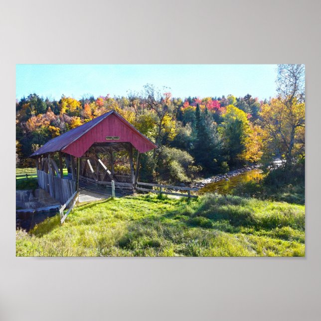 Randall Covered Bridge im Herbst, Vermont Poster (Vorne)