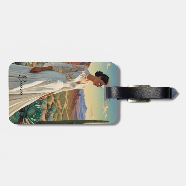 Ränder der Reinigung - Frau in einem Dessert Gepäckanhänger (Rückseite horizontal)