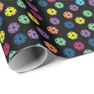 Randgelb, blau und lila Pickleball-Muster Geschenkpapier