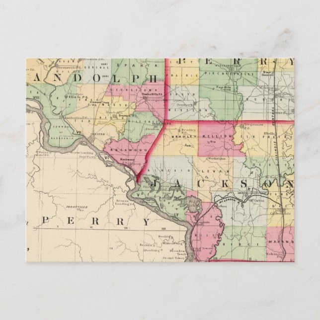 Randolph, Perry, Jackson Landkreis Postkarte (Vorderseite)