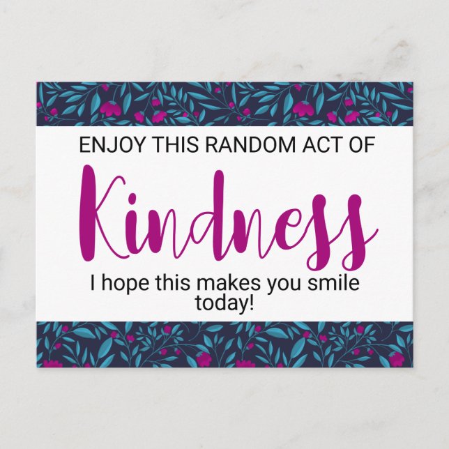Random Act of Kindness" Motivierend Postkarte (Vorderseite)