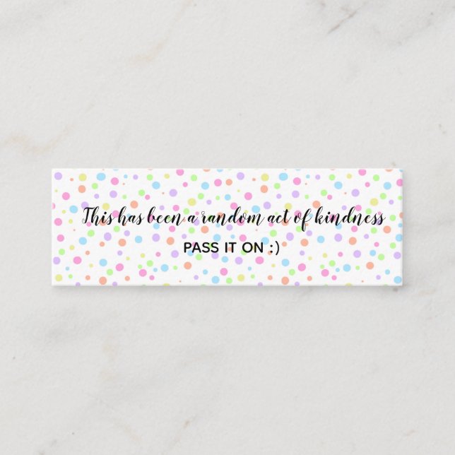 Random Act of Kindness Rainbow Polka Dots Mini Visitenkarte (Vorderseite)