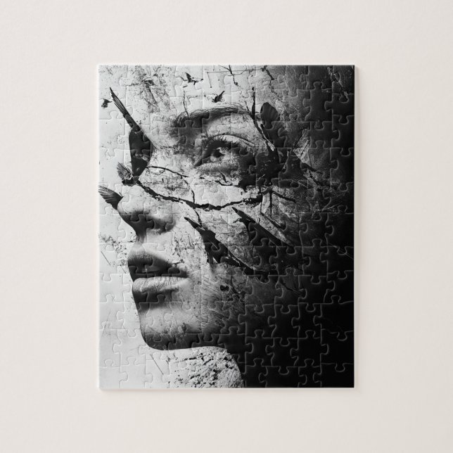 Random Art My Cat hat mir Vögel im Kopf gemacht Puzzle (Vertikal)