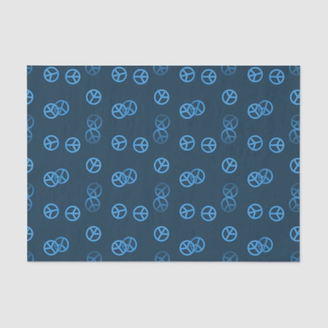 Random Blue Peace Sign Muster Seidenpapier (Vorderseite)