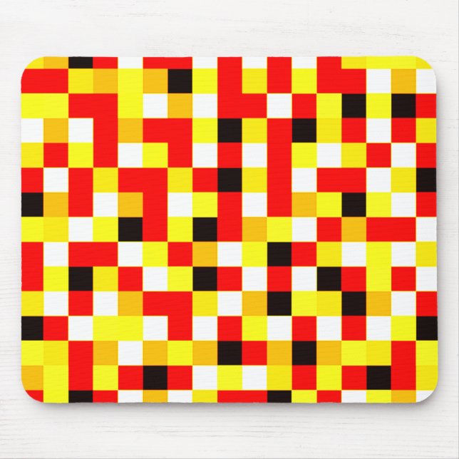 Random Checkered Pixel Art - Rot & Gelb Mousepad (Vorne)