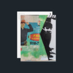 Random Collage Working Man and a Face Postkarte<br><div class="desc">A mixed media collage made and photographed by Angelandspot in the year 2026 with a section of a phone book and a random face</div>