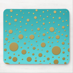 Random Gold Punkte auf Türkis Modernes Muster Mousepad