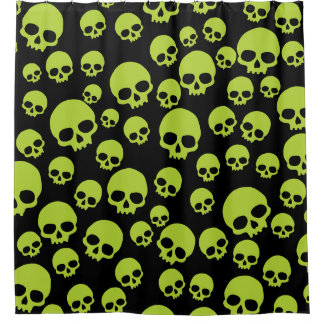 Random Green Skulls Muster Duschvorhang