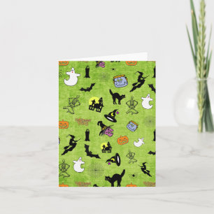 Random Halloween Pattern Green BG Karte
