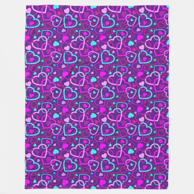 Random Hearts Fleece Blanket (Vorderseite)