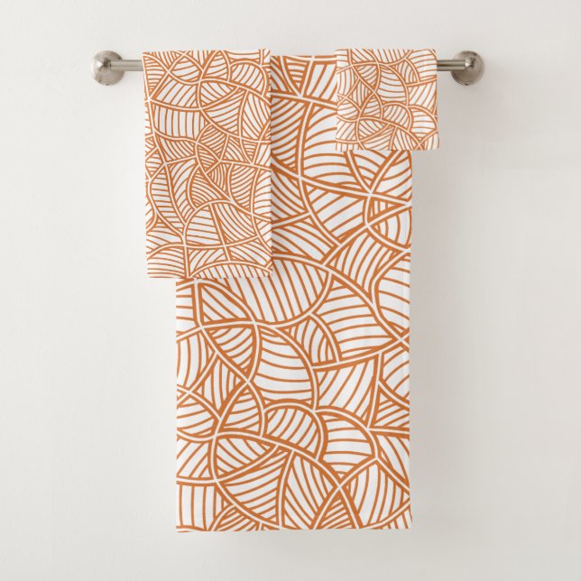 Random Leaf Mosaic Dark Orange Badhandtuch Set (Insitu)