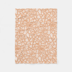 Random Leaf Mosaic Dark Orange Fleecedecke