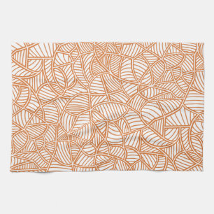 Random Leaf Mosaic Dark Orange Geschirrtuch