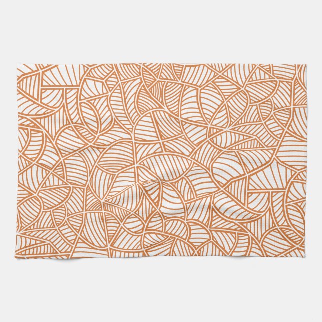 Random Leaf Mosaic Dark Orange Geschirrtuch (Horizontal)