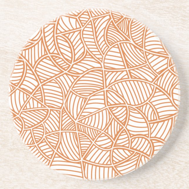 Random Leaf Mosaic Dark Orange Getränkeuntersetzer (Vorne)