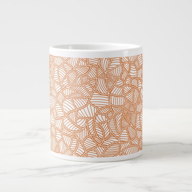 Random Leaf Mosaic Dark Orange Jumbo-Tasse (Vorderseite)