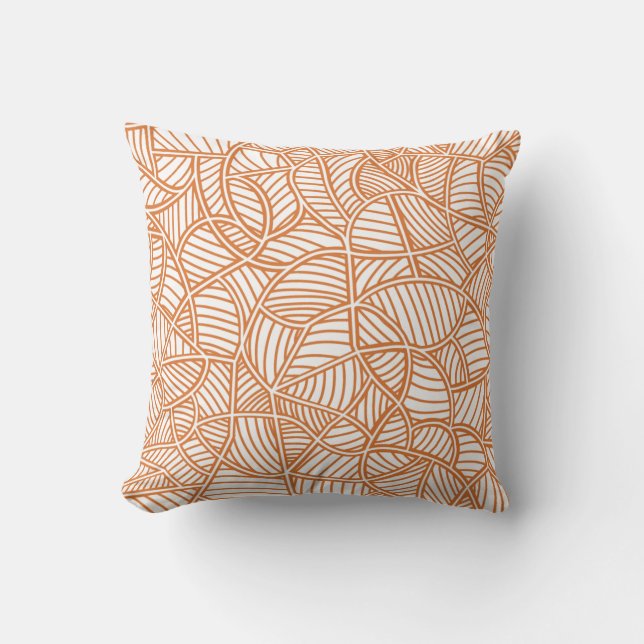 Random Leaf Mosaic Dark Orange Kissen (Vorderseite)