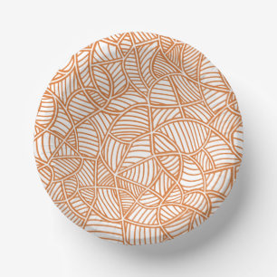 Random Leaf Mosaic Dark Orange Pappteller
