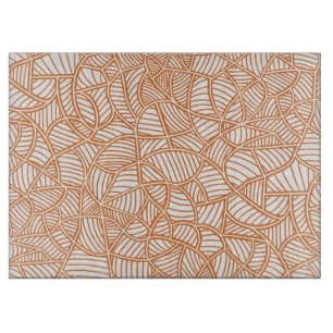 Random Leaf Mosaic Dark Orange Schneidebrett