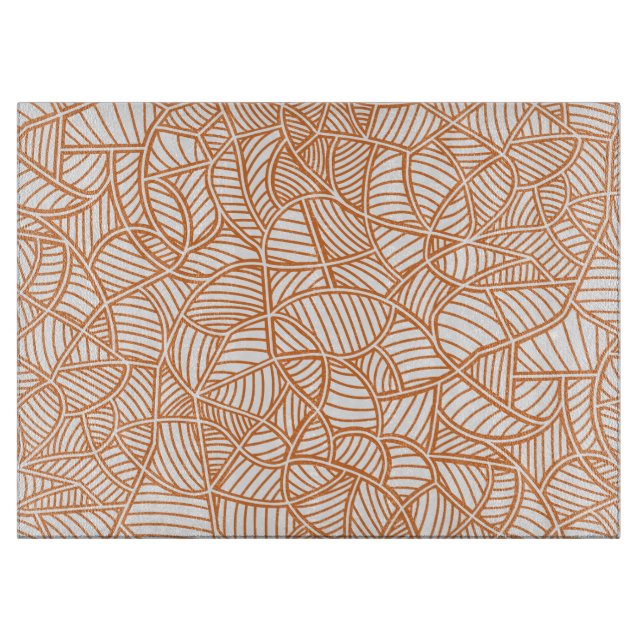 Random Leaf Mosaic Dark Orange Schneidebrett (Vorderseite)