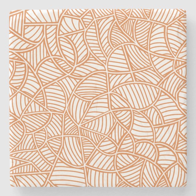 Random Leaf Mosaic Dark Orange Steinuntersetzer (Vorderseite)