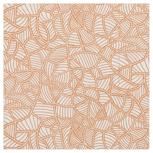Random Leaf Mosaic Dark Orange Stoff (Nahaufnahme)