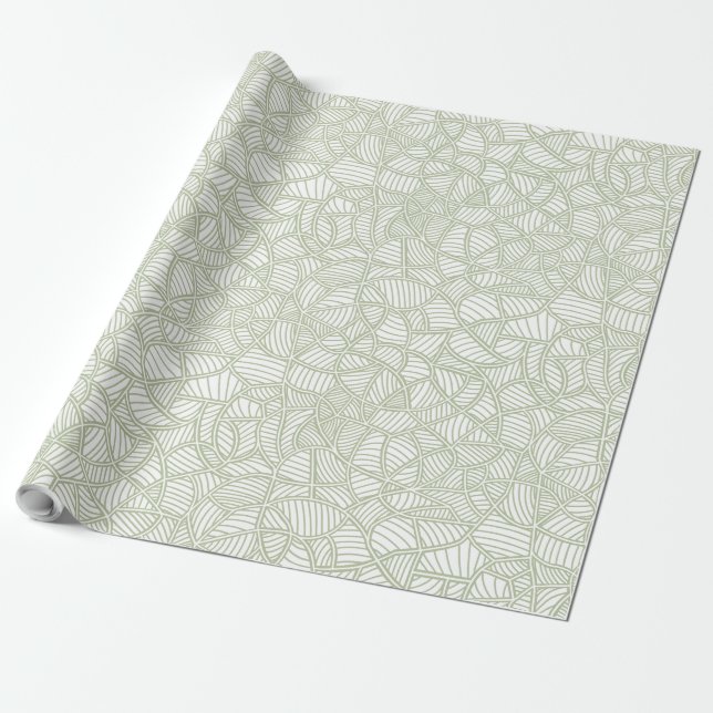 Random Leaf Mosaic Pale Green Geschenkpapier (Ungerollt)