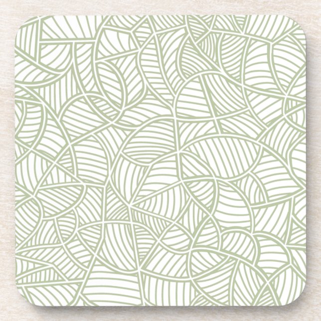 Random Leaf Mosaic Pale Green Getränkeuntersetzer (Vorderseite)