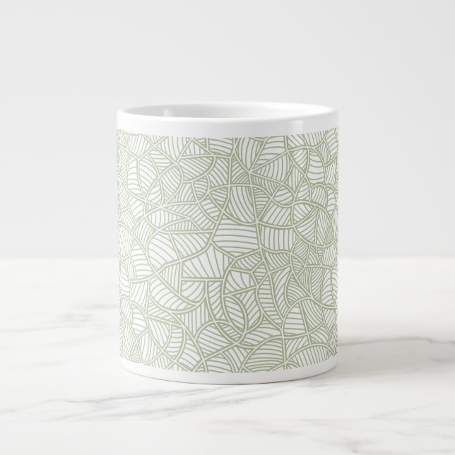 Random Leaf Mosaic Pale Green Jumbo-Tasse (Vorderseite)