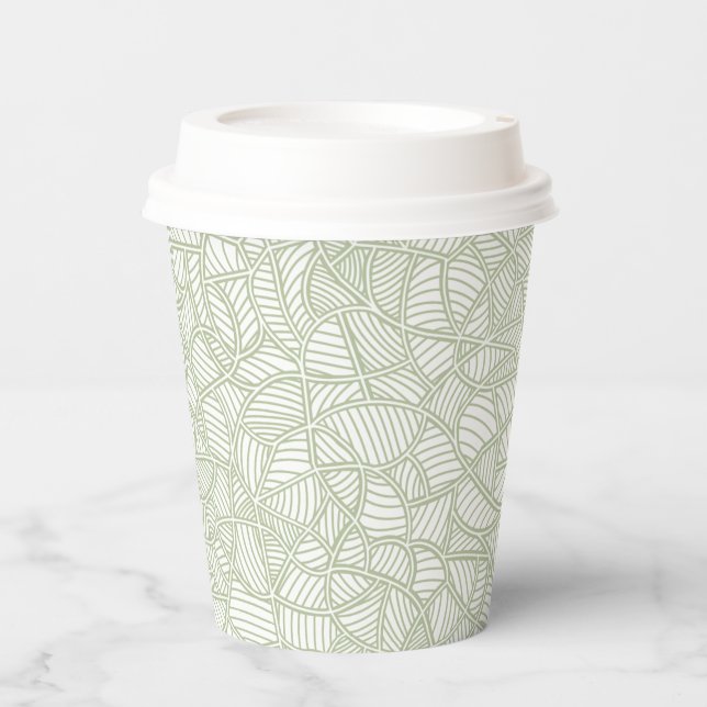Random Leaf Mosaic Pale Green Pappbecher (Vorderseite)