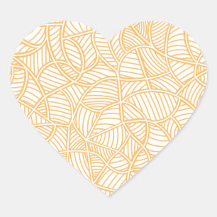 Random Leaf Mosaic Pale Orange Herz-Aufkleber