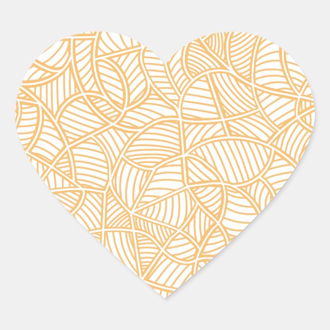 Random Leaf Mosaic Pale Orange Herz-Aufkleber (Vorderseite)