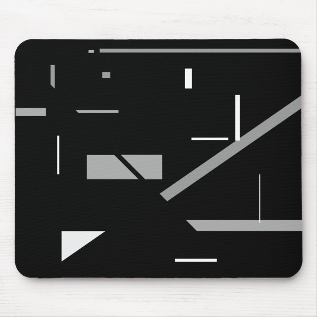Random Meist grau auf Schwarz Geometric Abstrakt Mousepad (Vorne)
